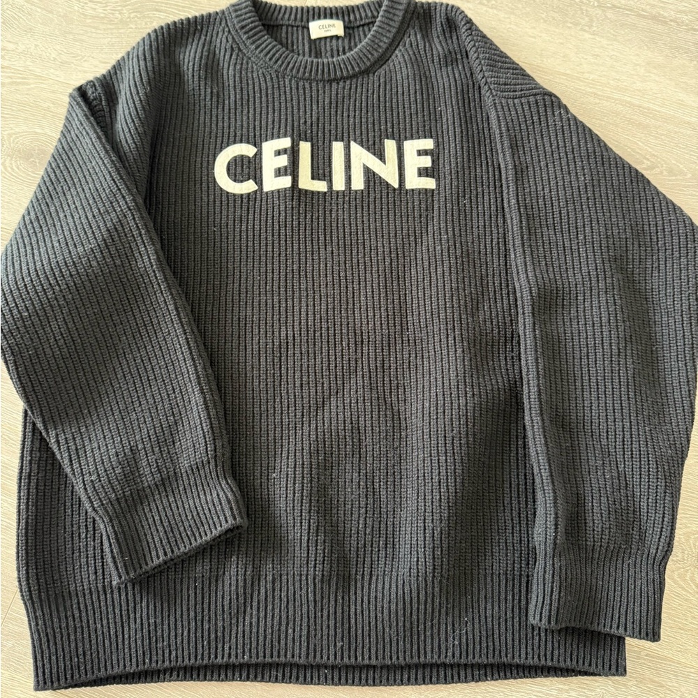 Celine OVERSIZED SWEATER IN RIBBED WOOL